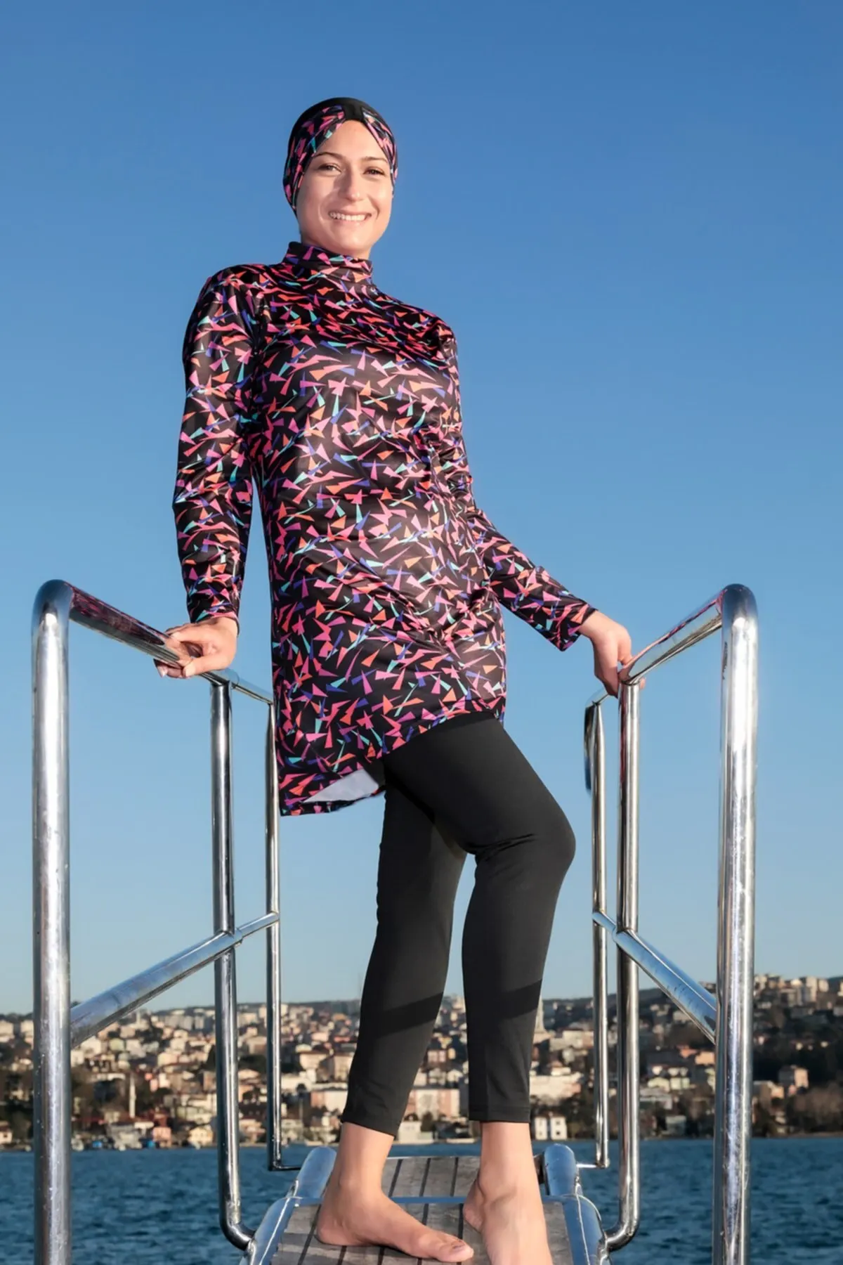 

Мусульманский купальник из хлопчатобумажной лайкры с полным покрытием, сдержанная летняя одежда, хиджаб, спортивный купальник, Исламский к...