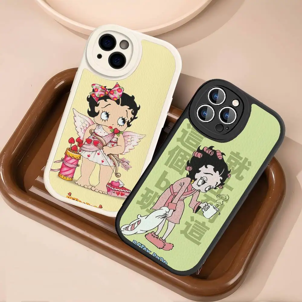 Фото Чехол для телефона B-Betty-Cute-B-Boop для IPhone 11, 12, 13, 14, 15, 16, кожаный чехол Pro Max Plus №2