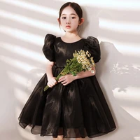 children evening dress black swan sweet western style princess skirt pompous gauze girl host show piano performance dress