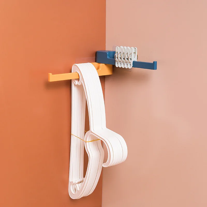 

Space-saving Hanger Clothes Storage Rack Wall Hanging Holeless Punch-free Bathroom Hanger Hook Home Storage Newest Wall-mounted