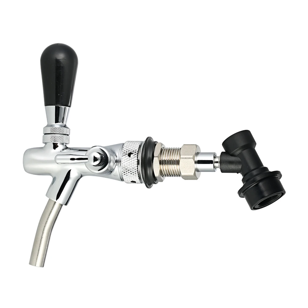 

Beer Tap Adjustable Flows Chrome Draft Beer Tap Long Stem Brew Beer Home G5/8 Shank Keg Taps with Ball Lock Disconnect