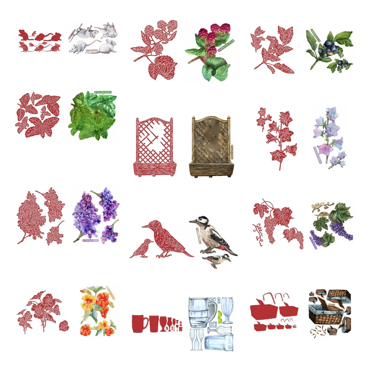 

Mouse Flower Grape Metal Cutting Dies Craft Embossing Make Paper Greeting Card Making Template Diy Handmade 2022 New Hot