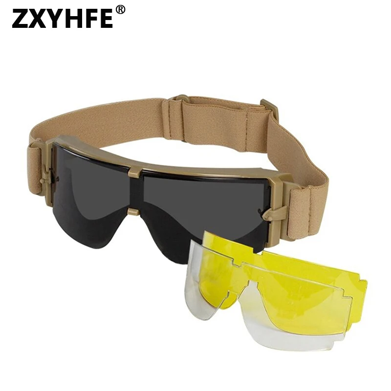 

ZXYHFE Tactical Eyewear Airsoft ATF GOGGLE SET 3 Lens Wargame Windproof Shooting Cycling Mountaineering New Paintball Accesories