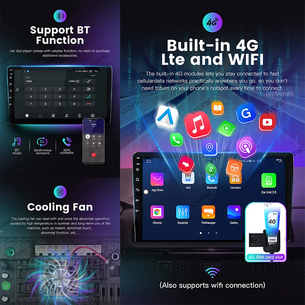 Android 14 Wi-Fi + 4G Carplay Автомобильный радиоприемник для Toyota Rush Daihatsu Terios 2017 2018 2019 2020