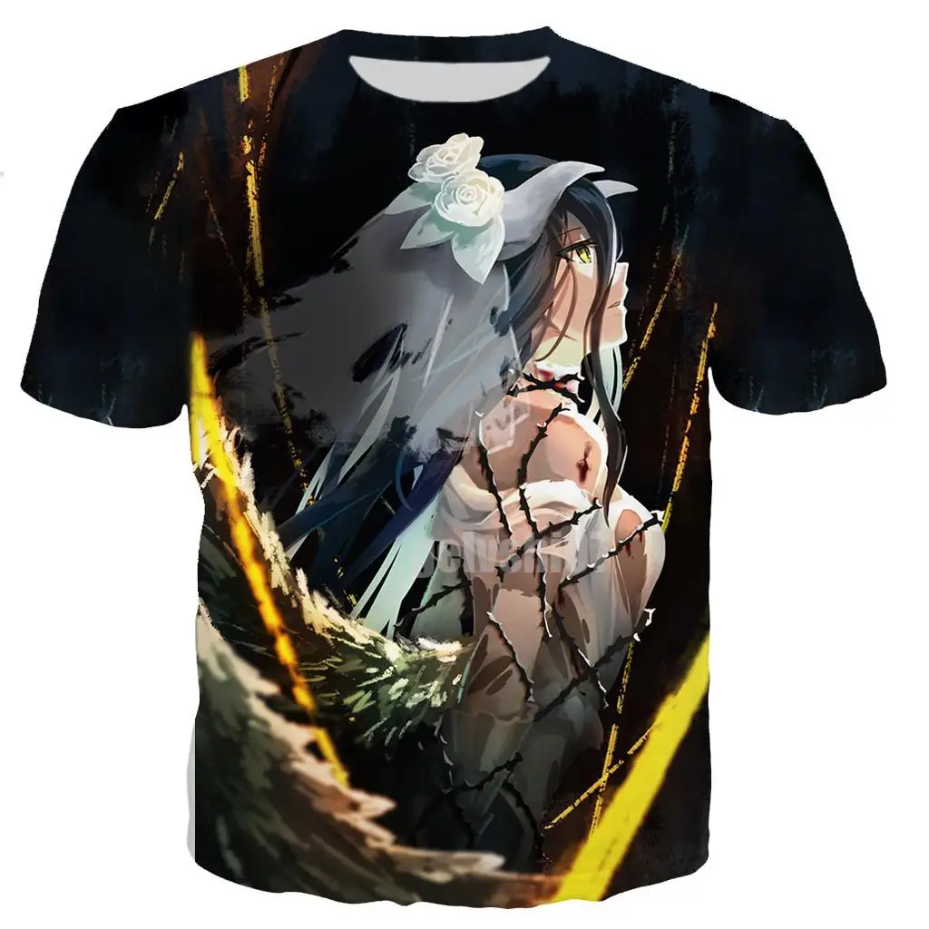 

T-shirt imprimé en 3D de Overlord Albedo pour femmes, Streetwear unisexe, hauts classiques à la mode pour filles, Harajuku