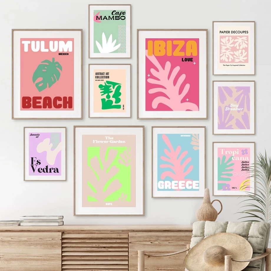 

Home Decoration Poster Wall Art Monstera Colorful Canvas Prints Painting Leaf Pictures For Living Room Abstract Modular No Frame
