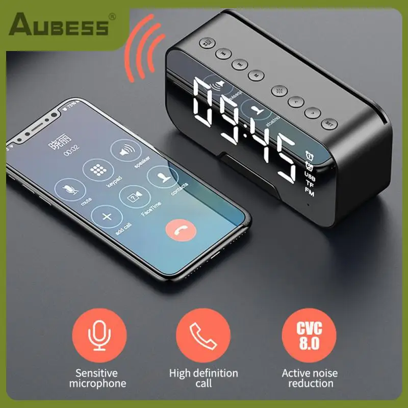 

Mini Alarm Clock Subwoofer Mini Mp3 Fm Radio Tf Card Led Mirror Digital For All Phone Digital Table Clock Bass Speaker Boom