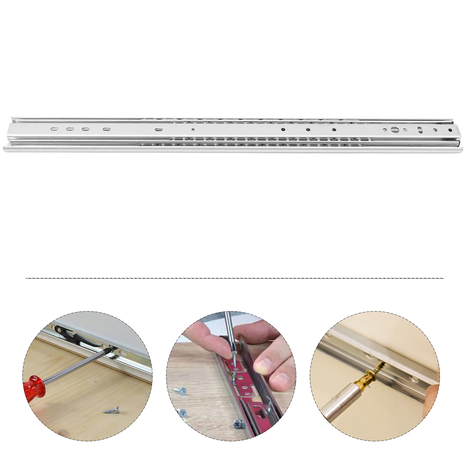 

1pc Heavy Duty Miniature Drawer Slide Extended Drawer Slide Furniture Supply (Silver)