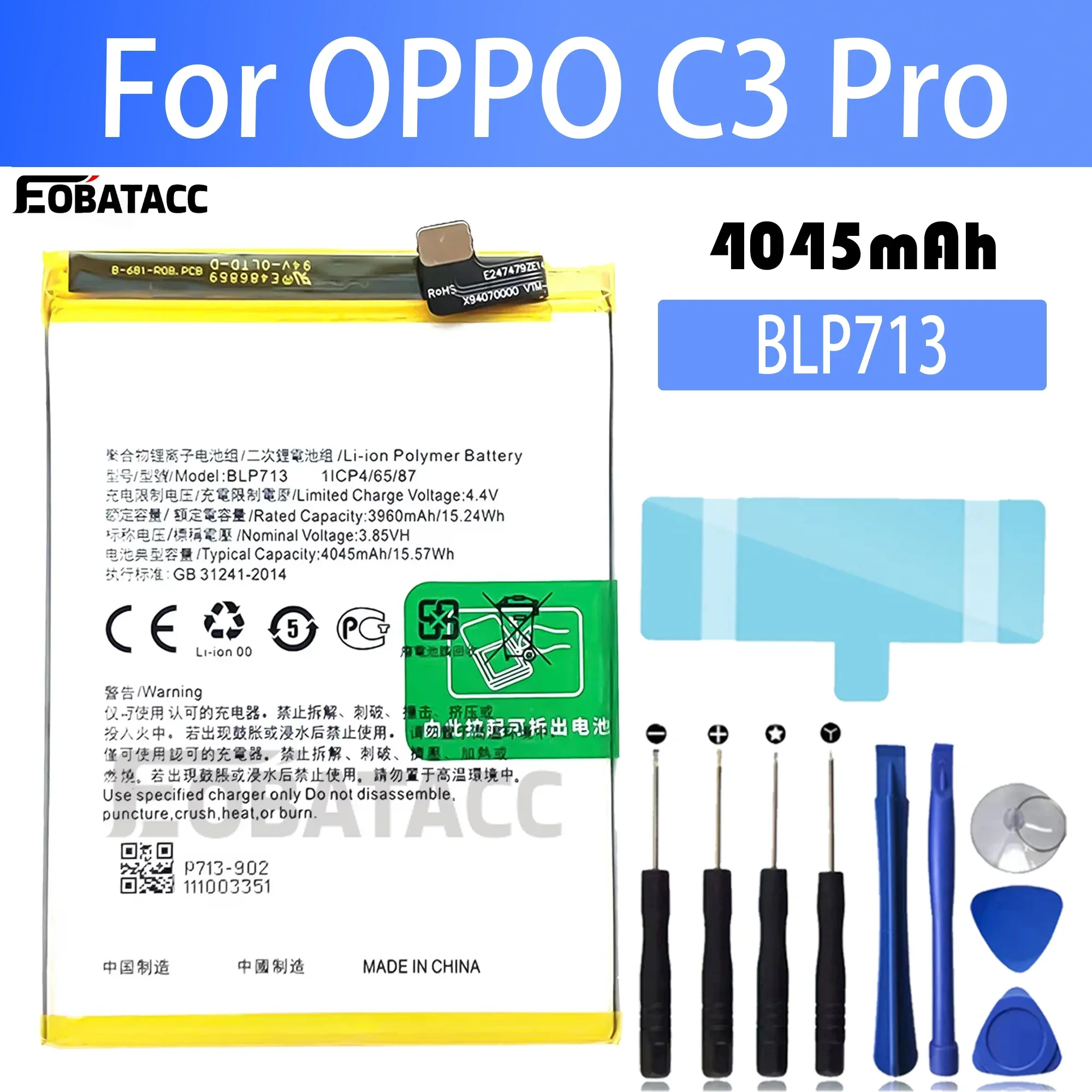 100% New Original Battery BLP713 For OPPO C3 Pro Realme 3 Reamlex Youth Edition + Free Tools