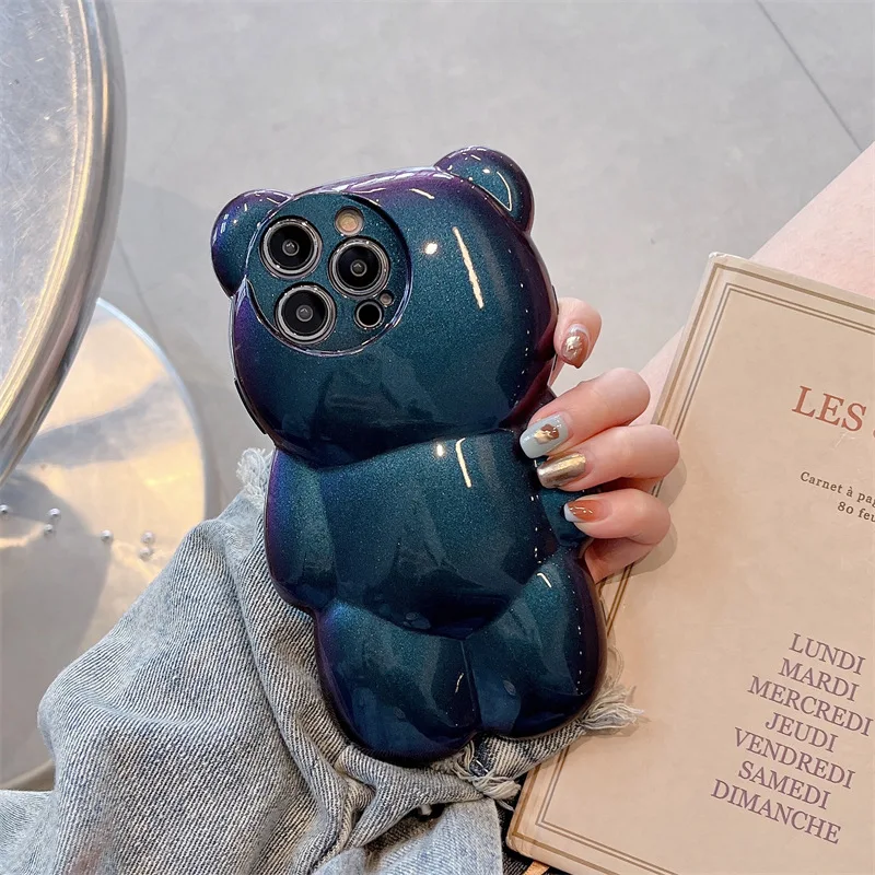 

Fashion Blue Purple Bear Phone Case Cover for IPhone 14 Plus 11 12 13 14 Pro Max Shockproof Cases for IPhone 14 Pro Max Case