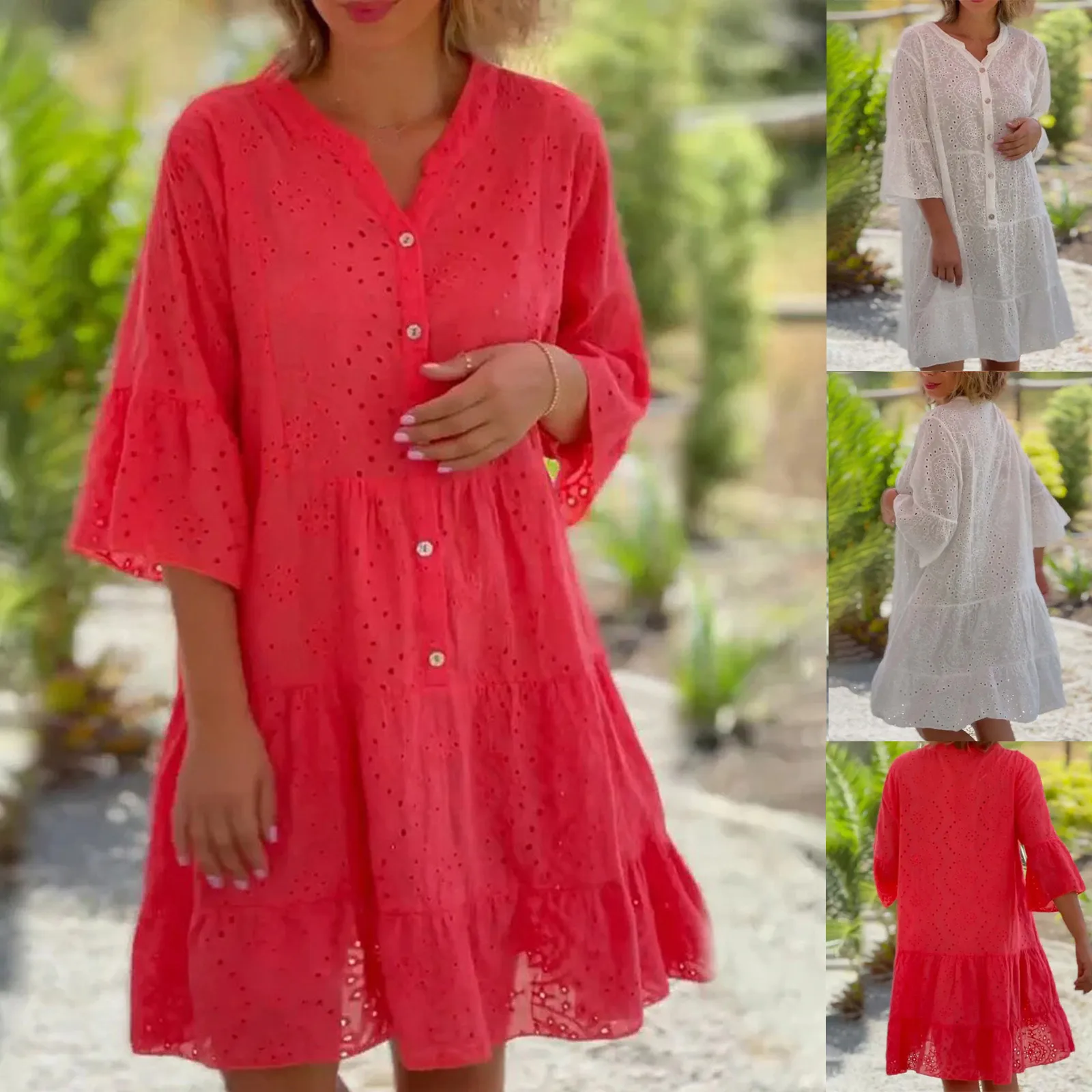 

Летние платья для женщин, повседневное короткое свободное пляжное женское платье с принтом, однотонное модное летнее платье для женщин, пла...