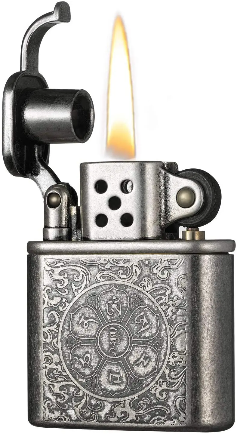 

Windproof Reusable Antique Classic Lighters with Removable Metal Case/Insert, Unique Birthday Gifts for Him Men Dad Husband