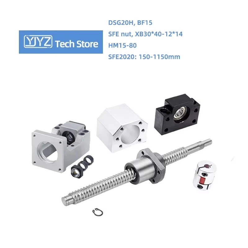 Высокоточный шариковый винт SFE2020 Длина 150-1150 мм + гайка SFE HM15-80 Литой алюминий C5 C7 BF15