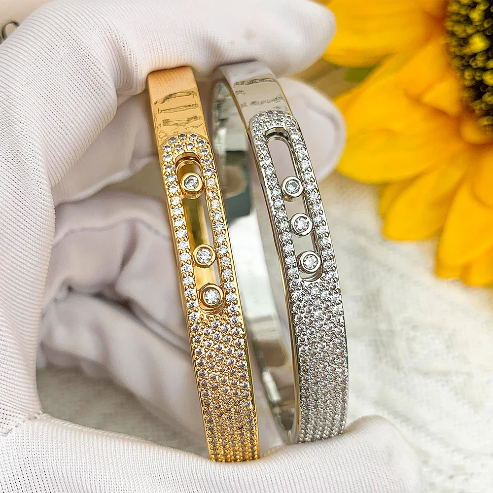 

luxurious Inlaid Rhinestone classic Bracelets&Bangles Gold Lucky Beads Bangles For Women Fashion Jewelry Accessories Party Gifts