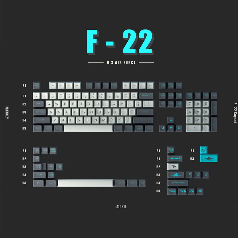 

Колпачки на клавиши MAXKEY, Double Shot, профиль SA, ретро для F-22, для механических клавиатур MX