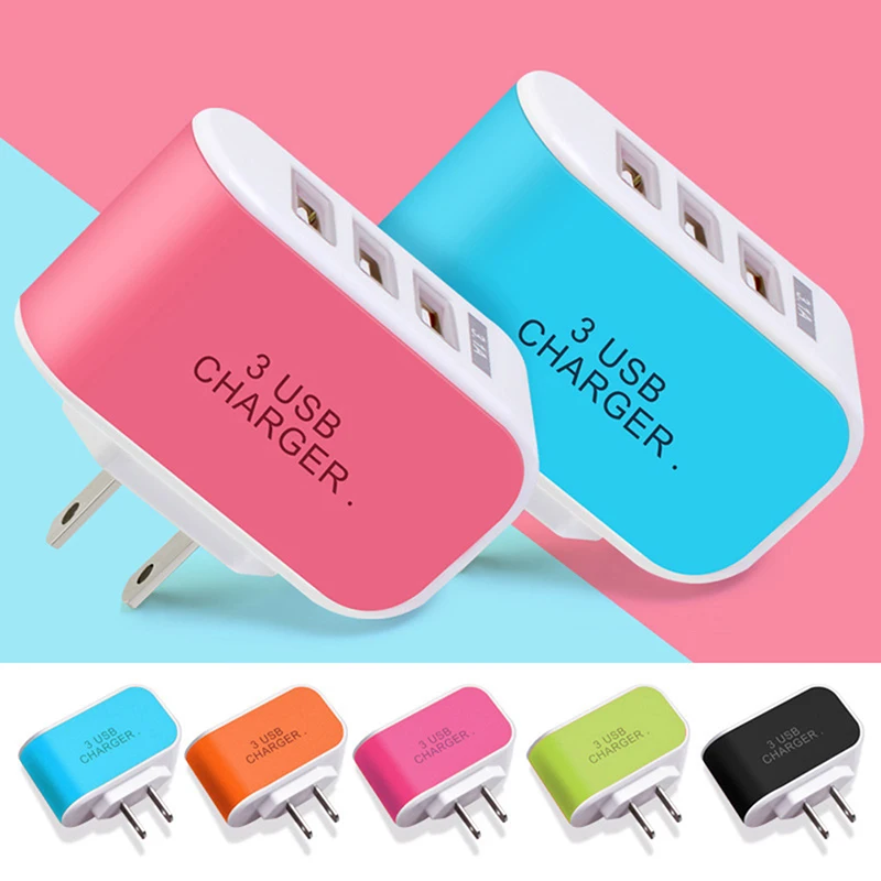 

3USB Charger LED Luminous Mobile Phone Charging Head Multi Port USB Charger