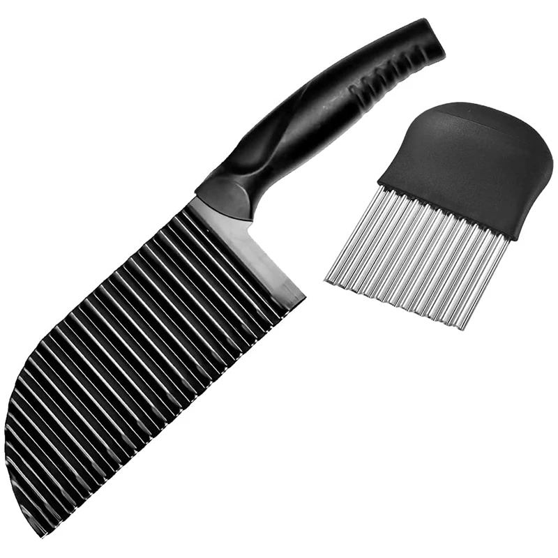 

Набор из 2 волнообразных ножей, волнообразный нож для картофеля, волнообразный резак для картофеля, мерцающий резак для овощей, резак для ст...