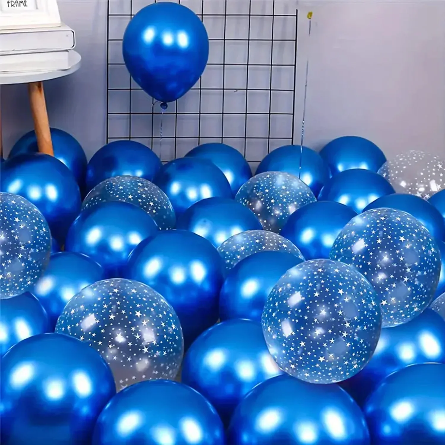 

Набор из 20 прозрачных латексных шаров «Звездное небо» перламутрово-голубого цвета