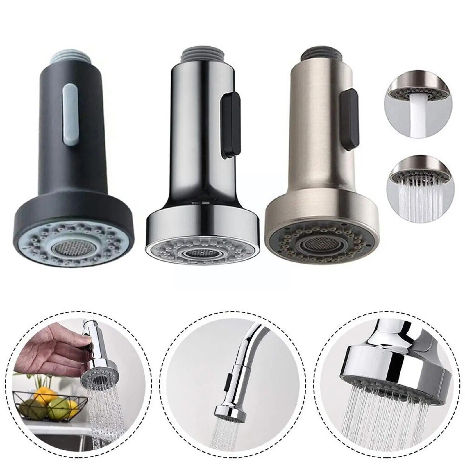 

Kitchen Pull Out Faucet Sprayer Plating Nozzle Water Bathroom Sink Spray Saving Basin Water Shower Faucet Filter Tap H4h5