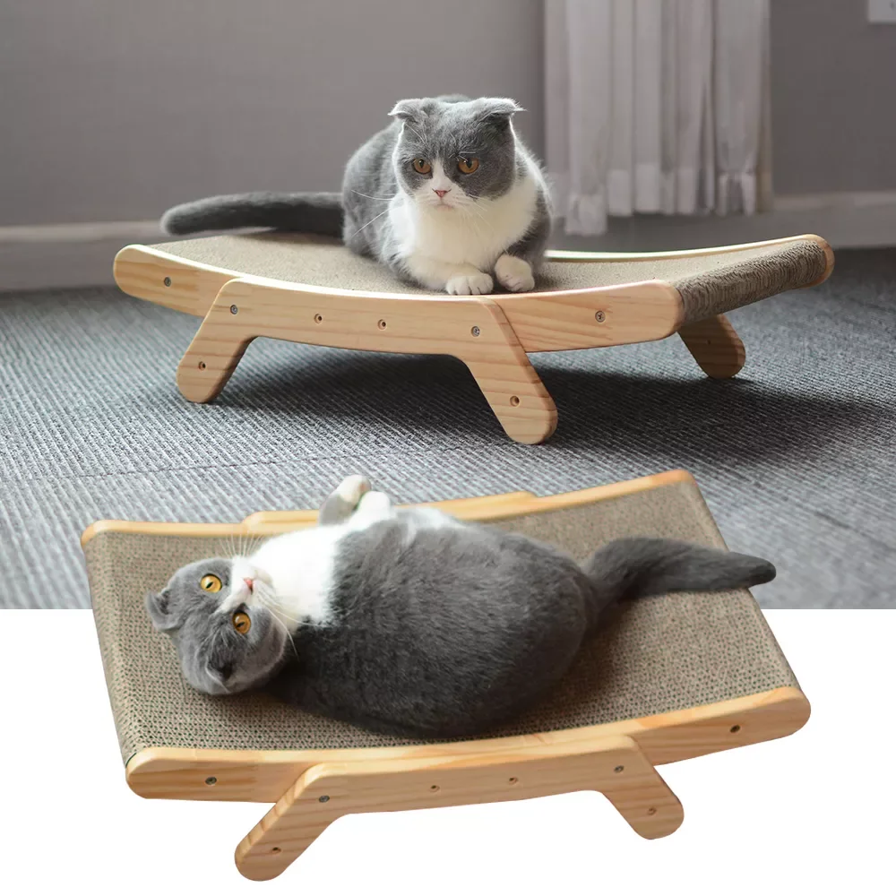 

NEW2023 Wooden Cat Scratcher Scraper Detachable Lounge Bed 3 In 1 Scratching Post For Cats Training Grinding Claw Toys Cat Scrat