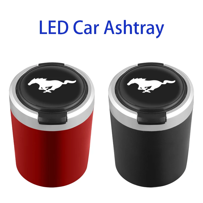 

Portable Auto LED Ashtray With Blue Light Car Styling Smokeless Ash Tray For Ford Mustang GT 2020 2019 2018 2017 Accessories