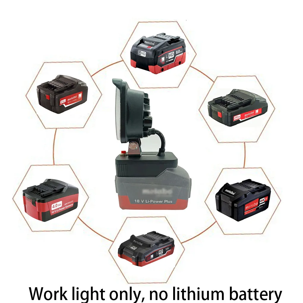 

LED Work Light Multi functional and High performing LED Work Lamp – Compatible with For Metabo 18V Li Ion Batteries