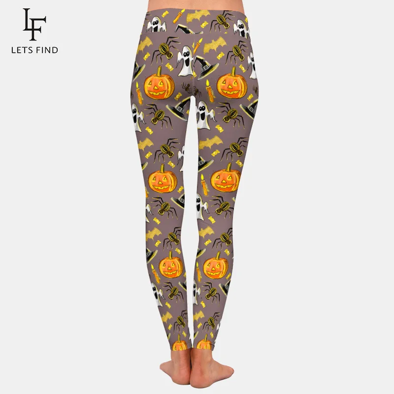 LETSFIND High Qualiity Sexy 3D Halloween Pumpkin and Ghost Print Leggings High Waist Fashion Women Fitness Stretch Leggings