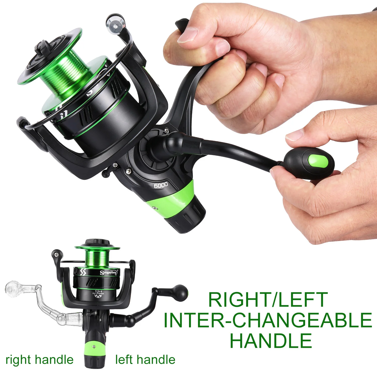 Sougayilang Fishing Reel Spinning 13+1BB Carp with Metal Spool Max Drag 33LB Pesca for Saltwater Gift Line | Спорт и развлечения