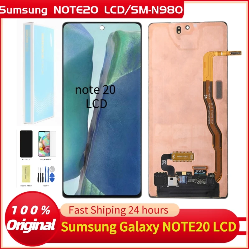 100% Original AMOLED Note20 LCD For Samsung Galaxy Note20 SM-N980 N980F/DS Display Touch Screen Digitizer Assembly Repair Parts