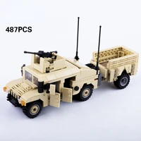 moc military series soldier armored vehicle transporter us military hummer building block model assembled particle toy boy gift