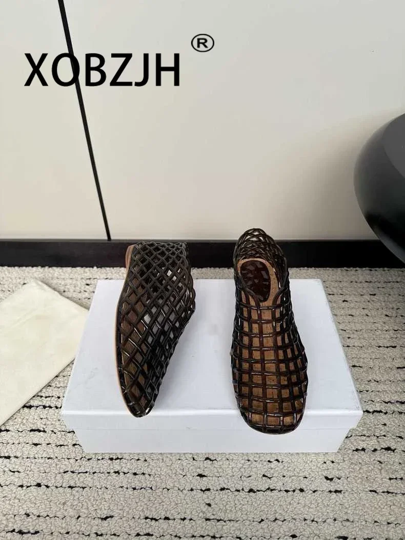 Женские туфли Mara Jellies на плоской подошве 2024 новые роскошные дизайнерские из ПВХ