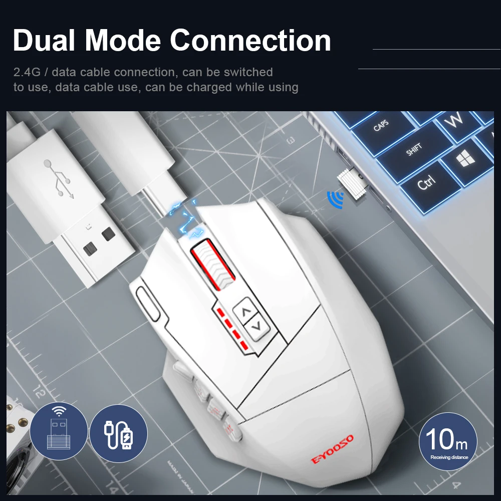 Фото E-YOOSO RGB USB 2,4G Беспроводная игровая мышь 16000 точек на дюйм 16 кнопок Программируемая игровая оптическая мышь для компьютера, ПК, ноутбука №2