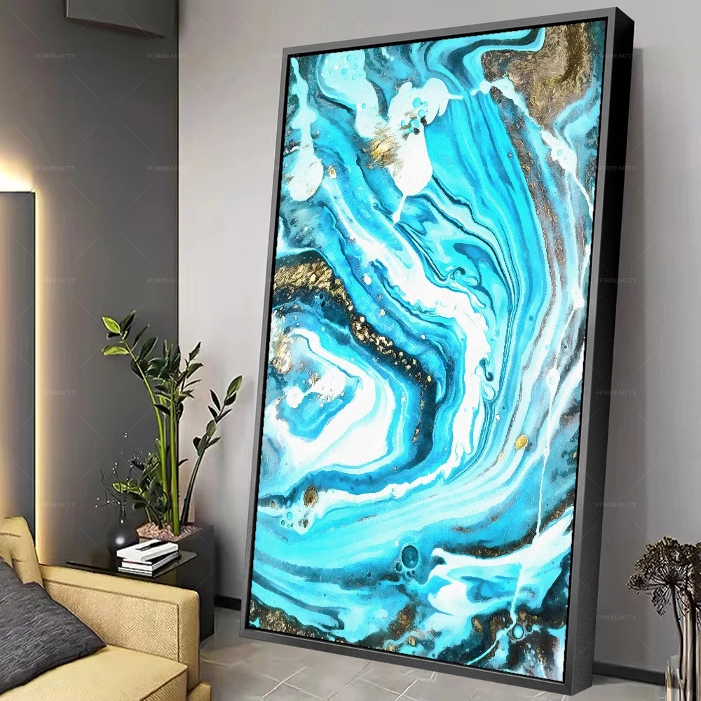 

Forbeauty абстрактная речная морская живопись распылителем на холсте водонепроницаемая и Солнцезащитная Настенная картина маслом для декора отеля