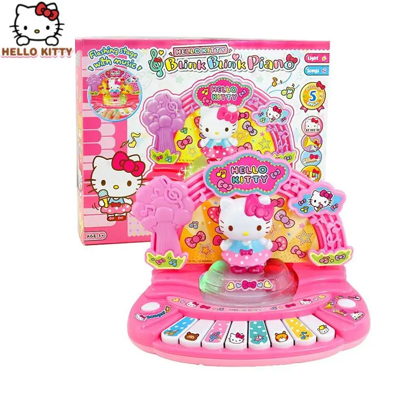 

Kawaii Hellow Kittys Sanrio Plush Cartoon Cute Princess Doll Piano Sound and Light Instrument Set Anime Toy for Girl Birthday Gi