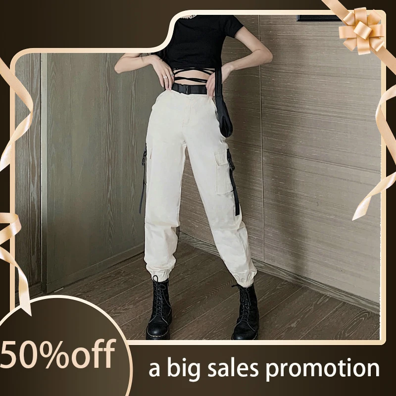 

2020 summer hip hop high waist overalls women look thin and versatile loose straight tube legged casual wide leg pants women's