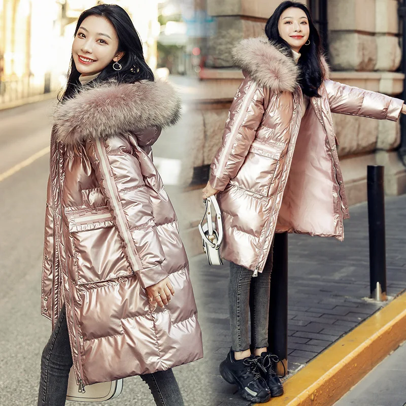 

Glossy Down Jas Verdikking Katoen Gewatteerde Jas Vrouwelijke In Lange Losse Harige Katoen Gevoerde Kleding Jas