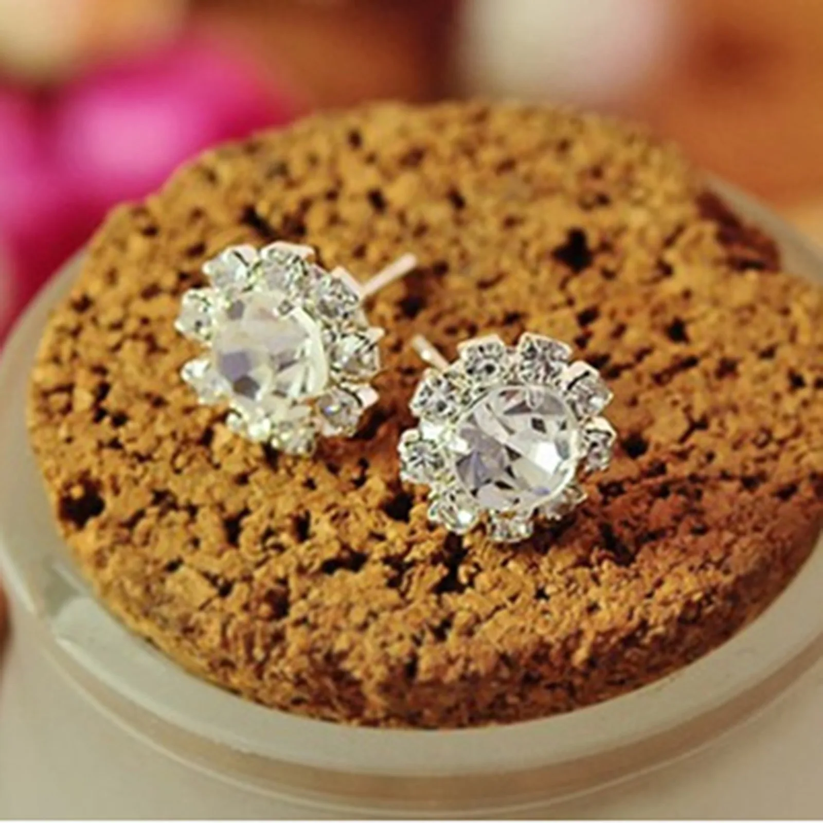 Элегантные серебряные свадебные 1 инкрустированные серьги женские