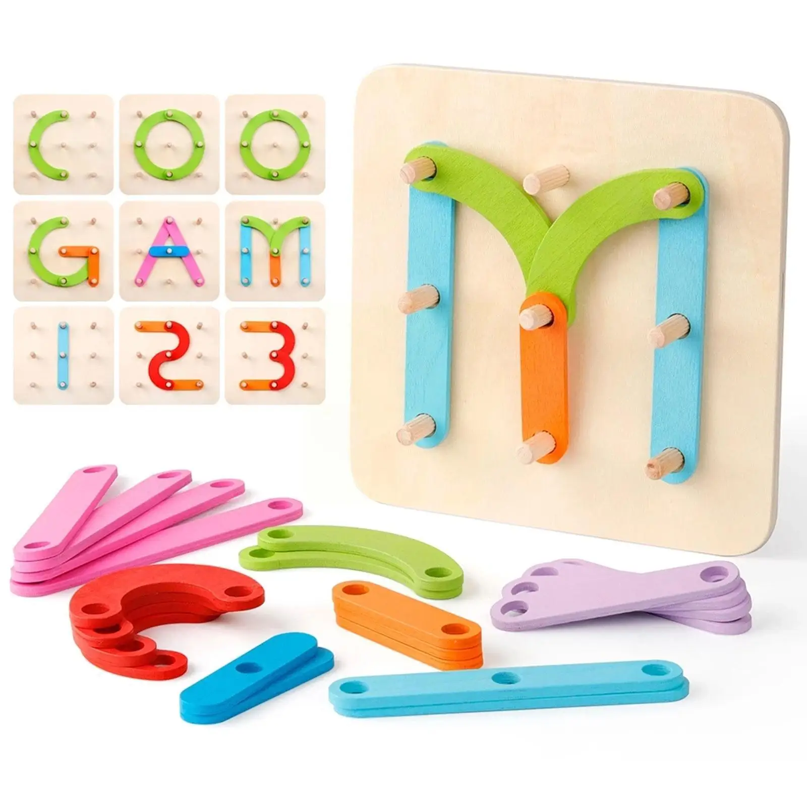 

Puzzle Geometric Column Set Kids Educational Wooden Number Toys Geoboard Toys Alphabet Puzzle Gift Animal Chinese Letter Sh N5k4