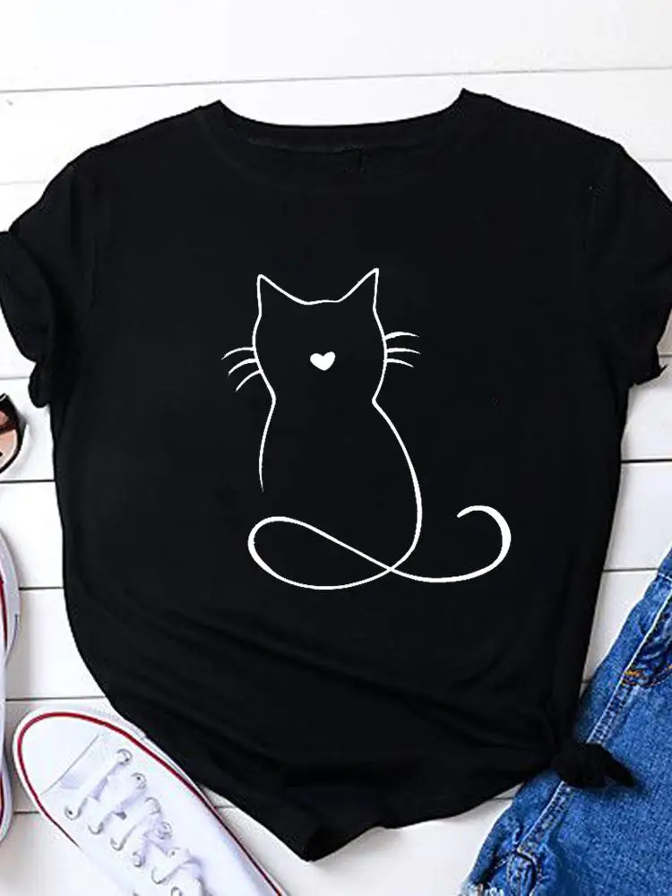 

Футболка женская летняя с коротким рукавом и графическим принтом