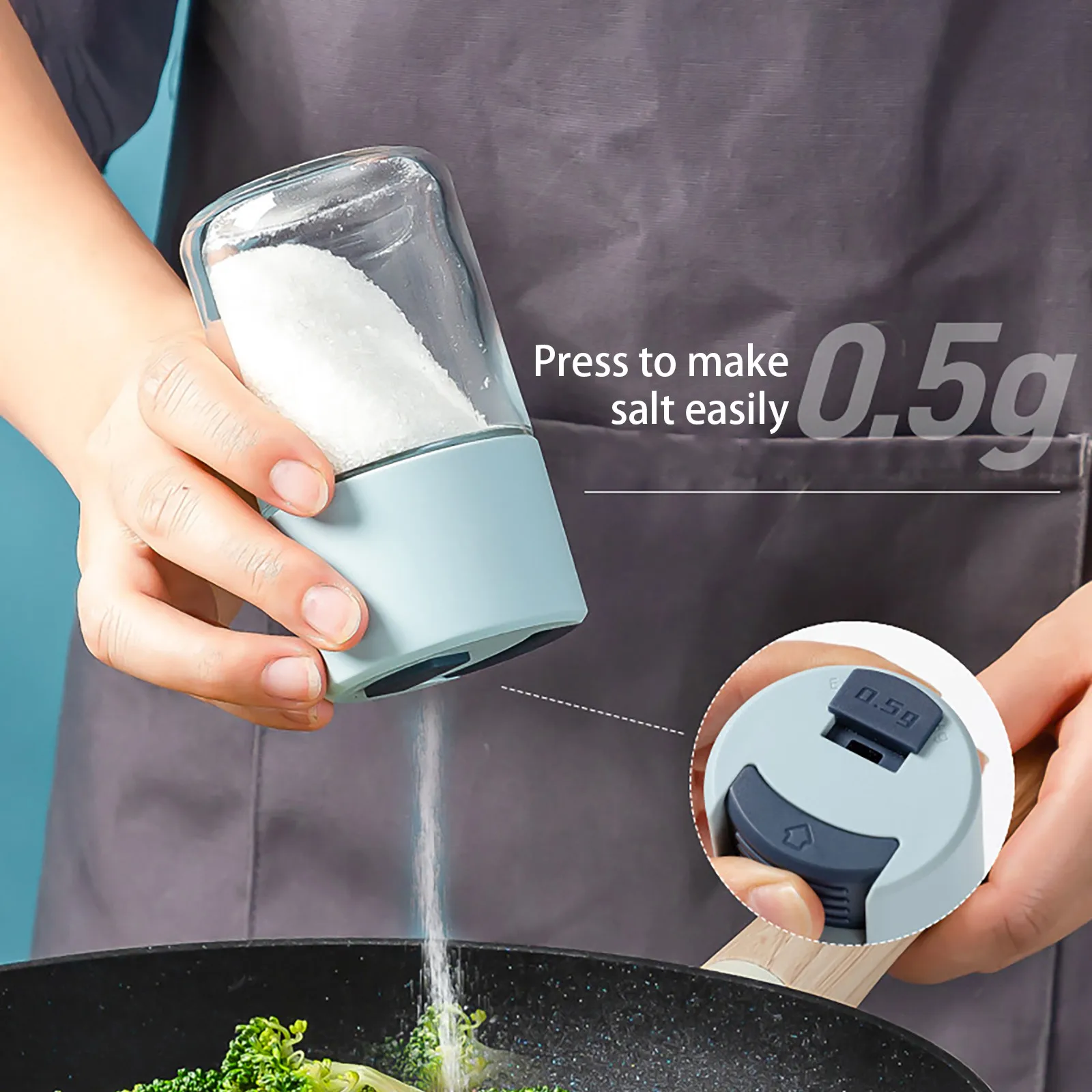 

100ml Metering Salt Shaker Push-type Salt Control Bottle Glass Seasoning Bottle Sealed Moisture-Proof Kitchen Supplies