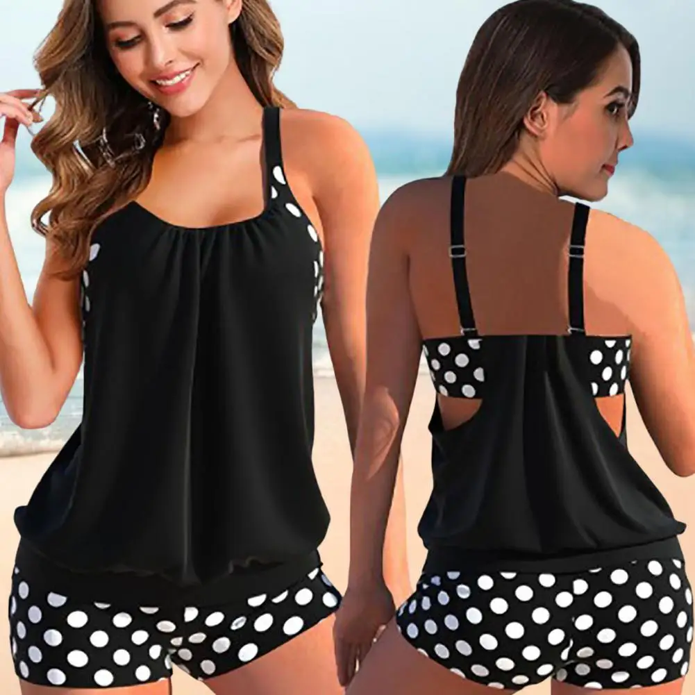 

Cozy Lady Swimwear Suspender Top Plus Size Polka-dot Printing Swimwear Bathing Suit Elastic Strap Women Swimsuit Women Clothes