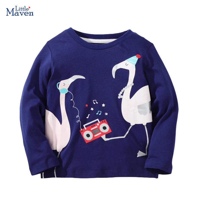 Детская Хлопковая футболка с фламинго на возраст 2-7 лет