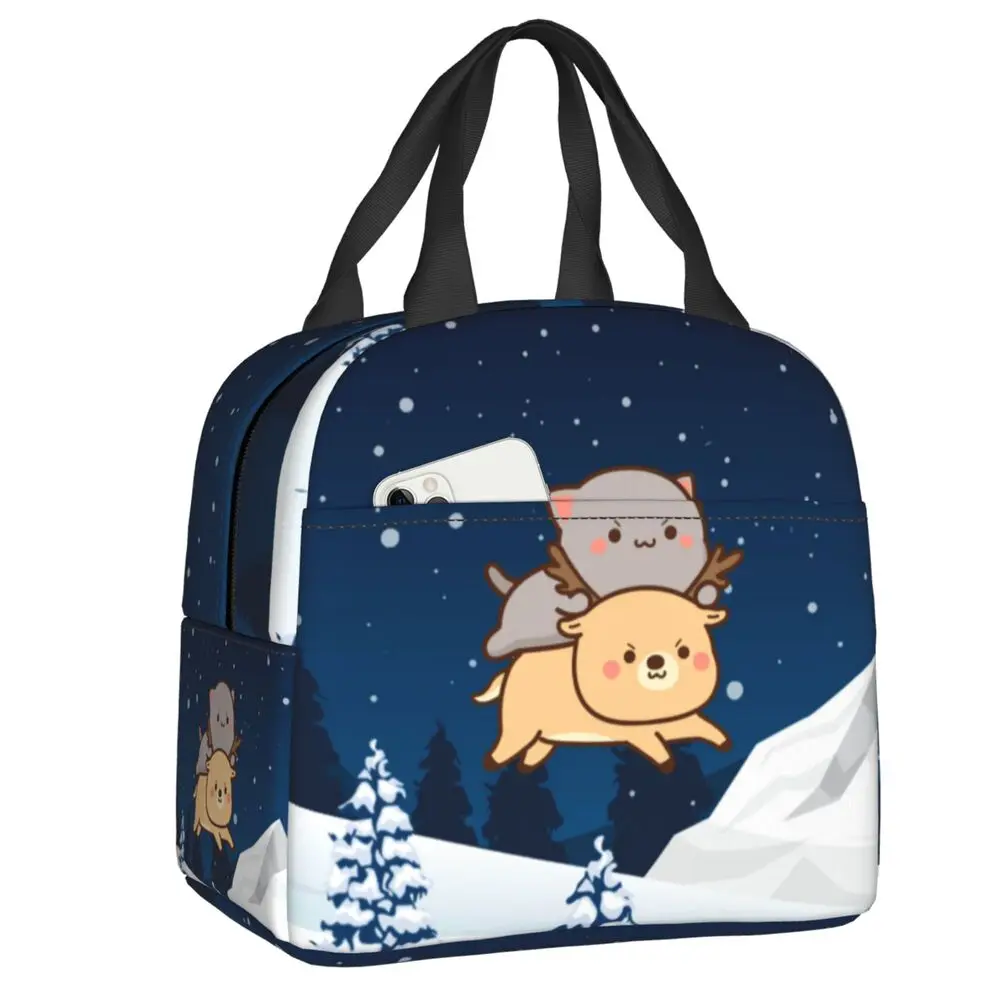 

Сумка для ланча Mochi с изображением кошки персика и Гомы, Женский термоохладитель, изолированный Ланч-бокс для детей, для школы