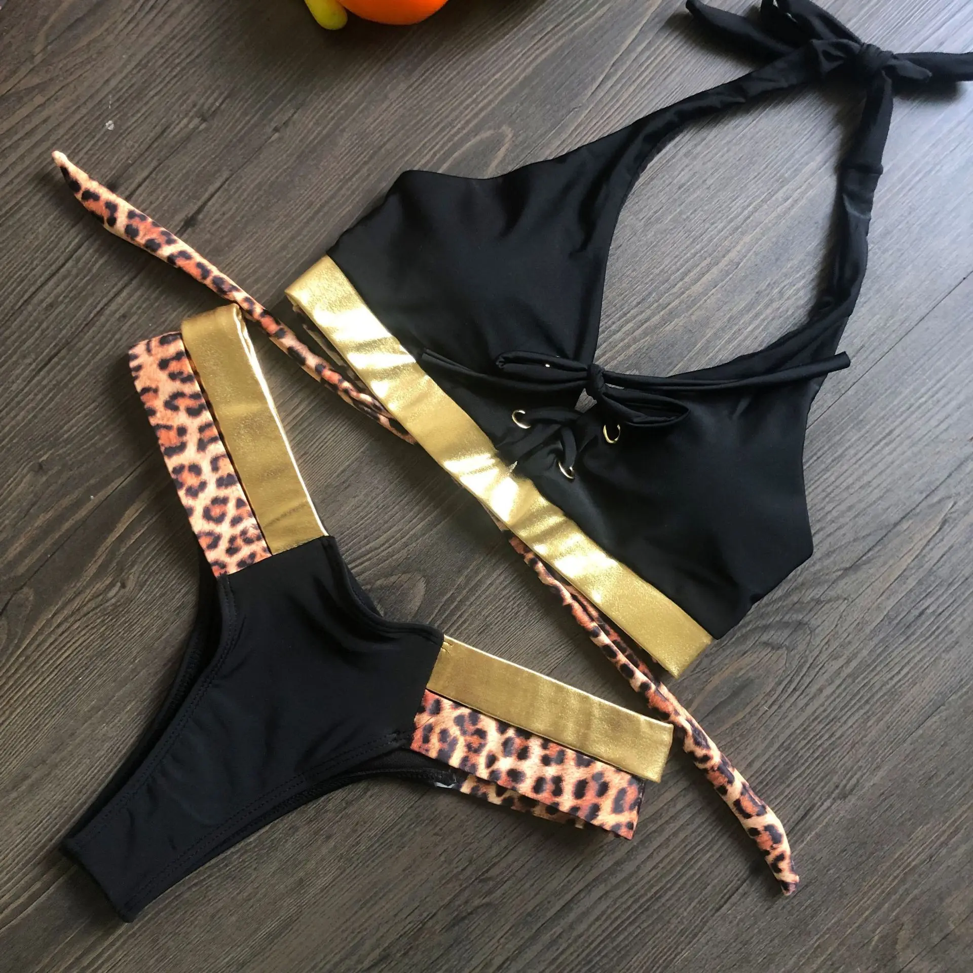 2022 New Extreme Sexy Bikini Set Women Swimsuit Wire Free Bra Two-piece Swimwear Patchwork Print Beachwear