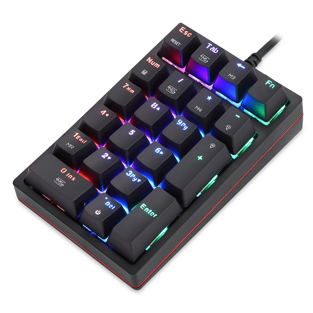 BMAD K24 Механическая цифровая клавиатура 21 клавиша USB Проводная мини-клавиатура с подсветкой RGB Клавиатура для ноутбука планшета
