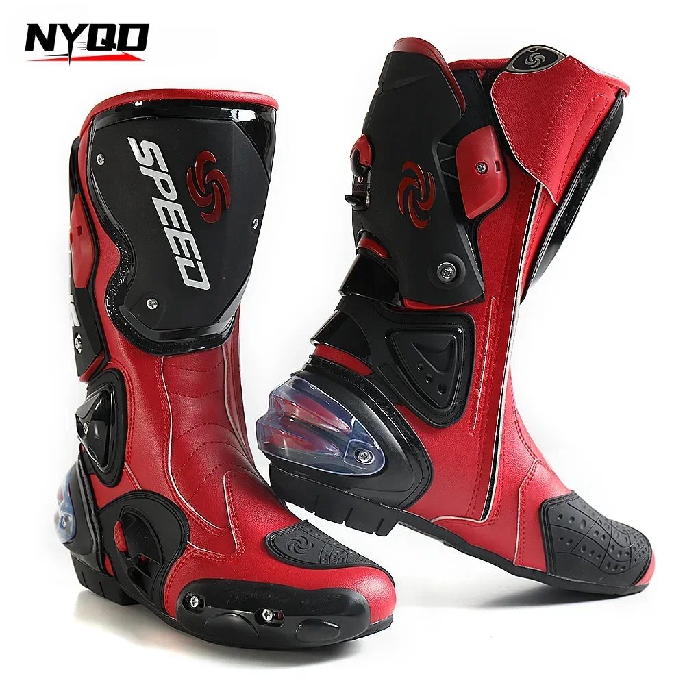 Мотоциклетные гоночные ботинки кожаные мужские рыцарские туфли SPEED сапоги до