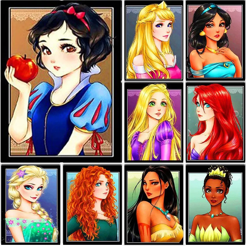 

Алмазная 5D картина Disney Princessse, полноразмерная квадратная и круглая домашняя роспись, Декор, вышивка, мозаика, вышивка крестиком, мультяшная д...