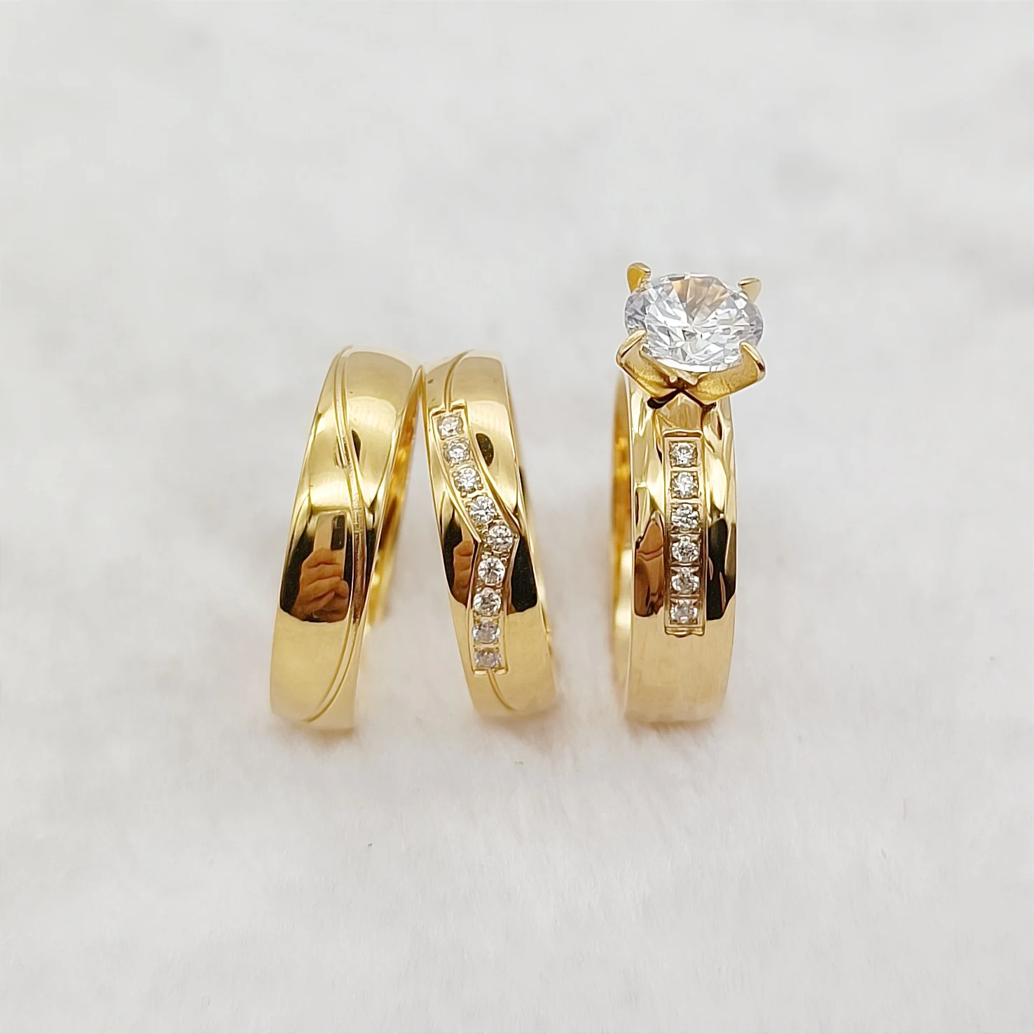 

Дизайнерские Свадебные кольца с короной для влюбленных альянсов, наборы позолоченных колец 18 карат, обручальное кольцо с фианитами и бриллиантами