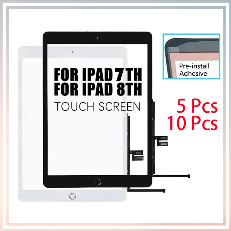 5 шт. 10 шт. Новинка для iPad 7 8 10,2/7-го поколения/8-го поколения ЖК Внешний сенсорный экран дигитайзер Переднее стекло дисплей Сенсорная панель Замена