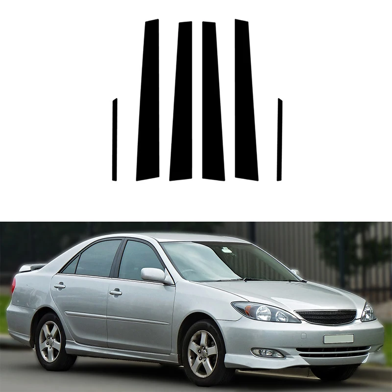 

6 шт., глянцевые черные автомобильные наклейки для Toyota Camry XV30 2002-2006